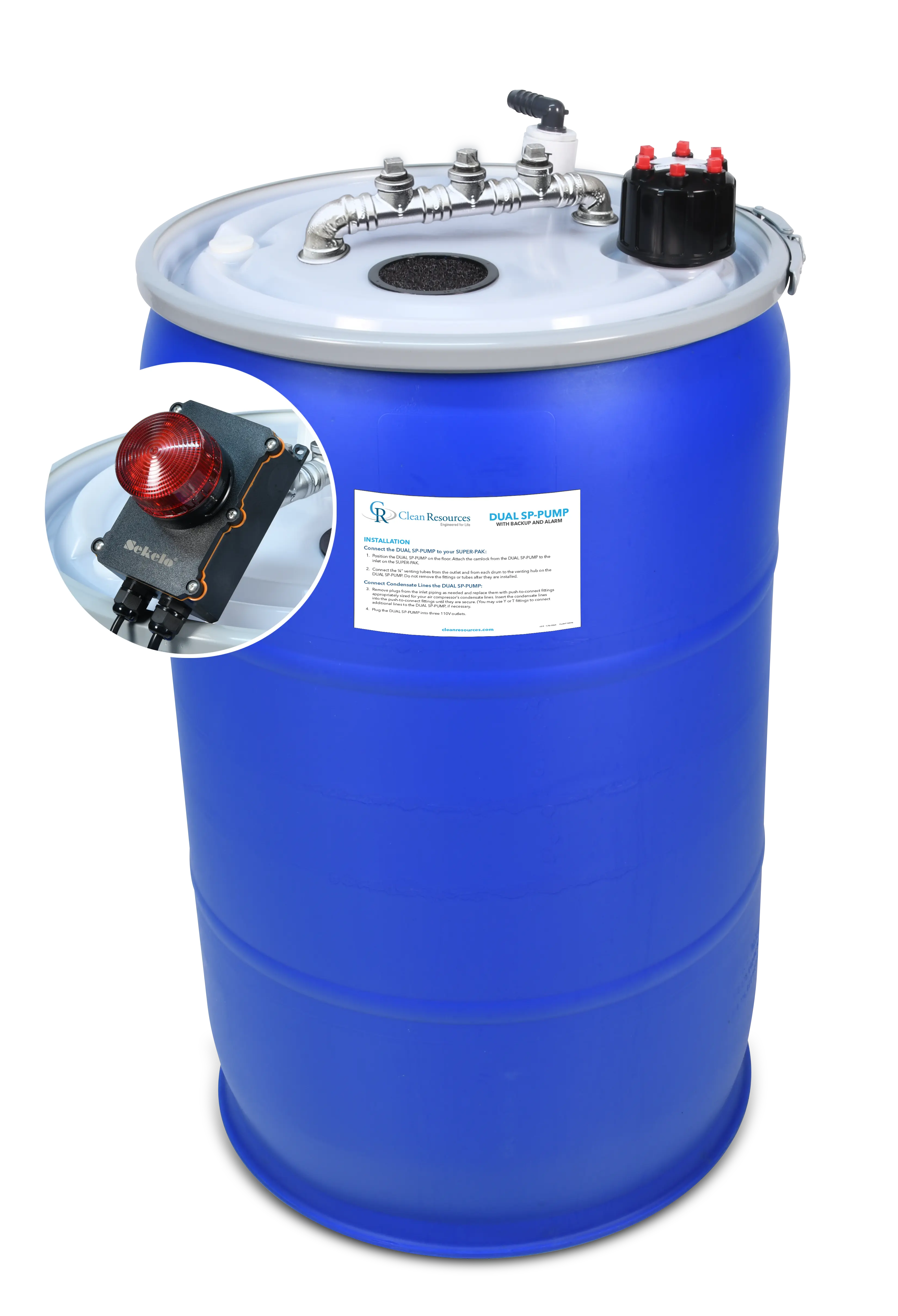 Dual Inlet Pump and container with alarm